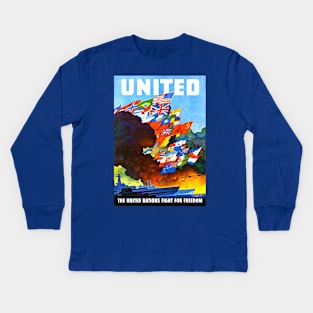 United Nations (Vintage Poster) Kids Long Sleeve T-Shirt